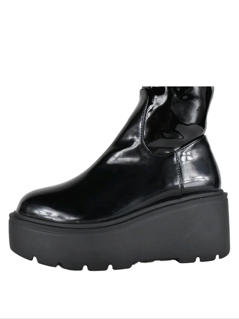 TOP Moda Black Patent Over-the-Knee Platform Boots